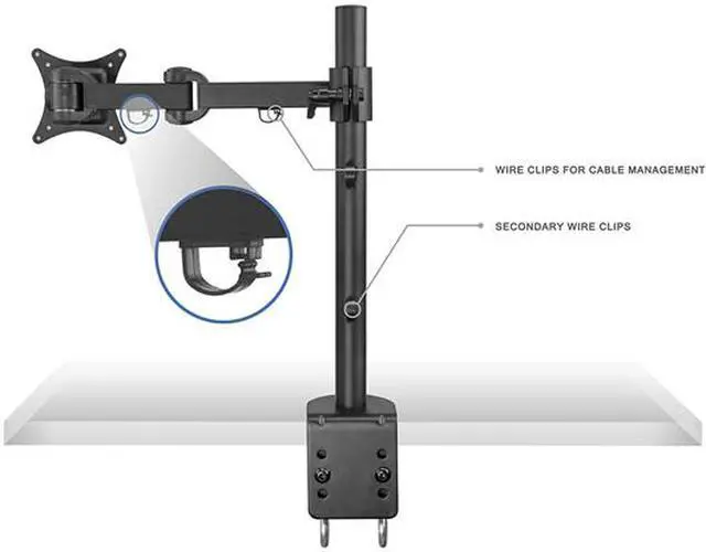 Alt view image 5 of 7 - Single Monitor Arm Articulating Desk Mount up to 27inch Monitors MI-751