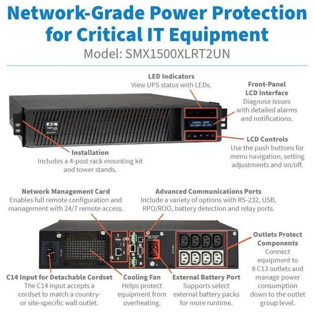 Alt view image 10 of 10 - Tripp Lite Smartpro 230v 1500va 1350w Line-interactive Sine Wave Ups 2u Extended Run Web