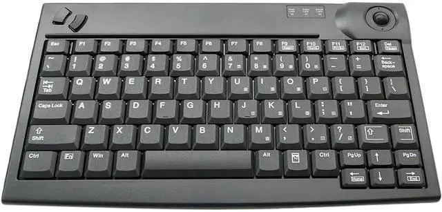 Main image of Keysource KSI-MINITB Keyboards, Usb Mini Desktop Keyboard, Black, Integrated Trackball Mouse, Replaces Ksi-2005U
