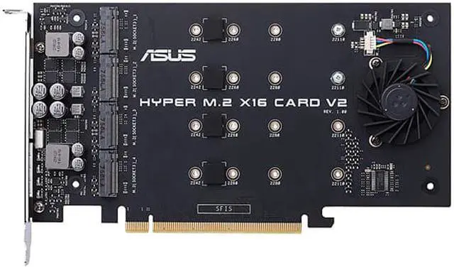 Alt view image 4 of 5 - ASUS Hyper M.2 x16 PCIe 3.0 x4 Expansion Card V2 Supports 4 x NVMe M.2 (2242/2260/2280/22110) Up to 128 Gbps for Intel VROC and AMD Ryzen Threadripper NVMe RAID