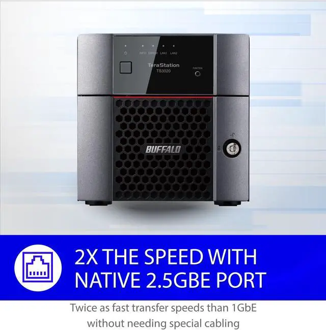 Alt view image 6 of 7 - BUFFALO TeraStation TS3220DN1602 2-Bay NAS 16TB (2x8TB) with NAS-Grade Hard Drives Included Desktop Network Attached Storage