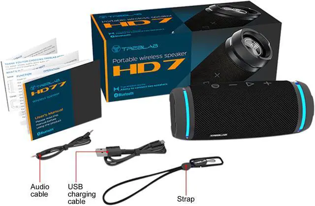 Alt view image 3 of 4 - TREBLAB HD77 Premium Bluetooth Speaker TWS - Loud HD Surround Sound, Wireless Dual Pairing, 25W Powerful Bass, 20H Battery, Best for Outdoor Sports - True Stereo IPX6 Waterproof Cordless
