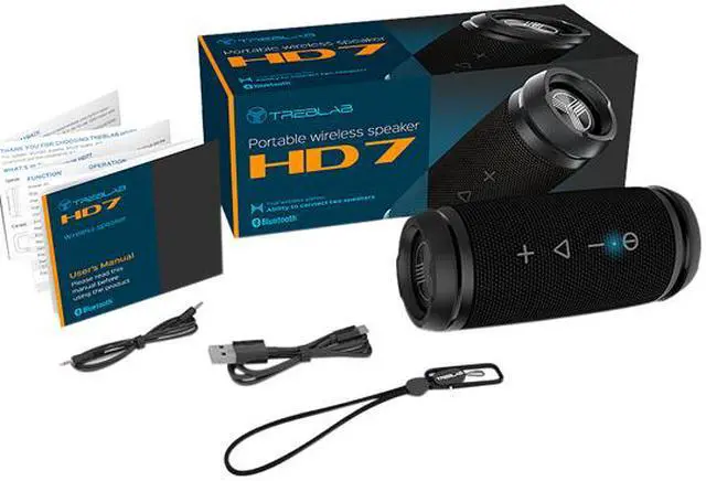 Alt view image 5 of 6 - TREBLAB HD7 - Ultra Premium Portable Wireless Speaker - Loud 360° HD Sound w/ Best Bass, TWS Dual Pairing, 12W Stereo, Bluetooth 5.0 Microphone Mic, Small & Mini for Travel, Bike, Beach