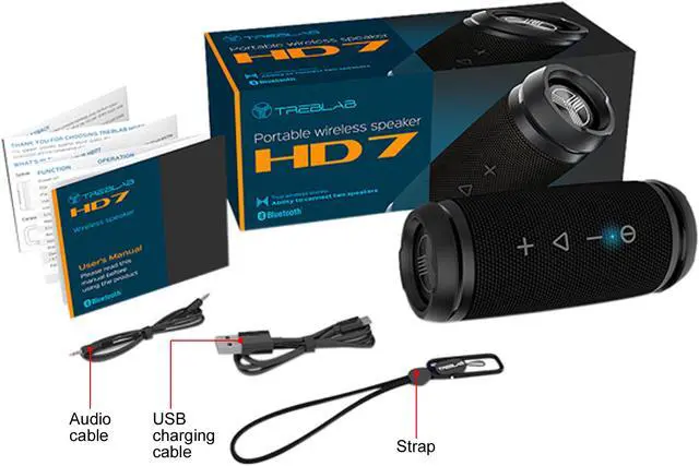 Alt view image 6 of 6 - TREBLAB HD7 - Ultra Premium Portable Wireless Speaker - Loud 360° HD Sound w/ Best Bass, TWS Dual Pairing, 12W Stereo, Bluetooth 5.0 Microphone Mic, Small & Mini for Travel, Bike, Beach