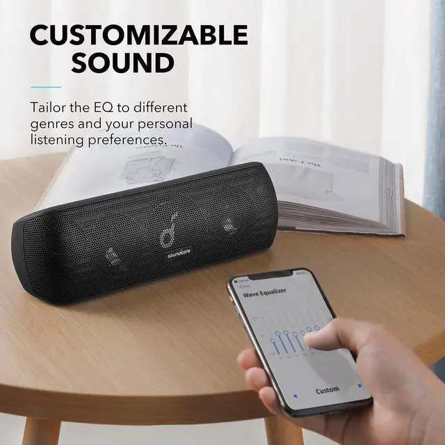 Alt view image 2 of 7 - Anker Soundcore Motion+ Bluetooth Speaker with Hi-Res 30W Audio, Extended Bass and Treble, Wireless HiFi Portable Speaker with App, Customizable EQ, 12-Hour Playtime, IPX7 Waterproof, and USB-C