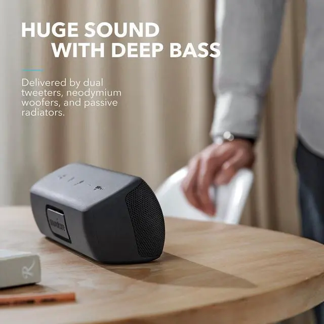 Alt view image 6 of 7 - Anker Soundcore Motion+ Bluetooth Speaker with Hi-Res 30W Audio, Extended Bass and Treble, Wireless HiFi Portable Speaker with App, Customizable EQ, 12-Hour Playtime, IPX7 Waterproof, and USB-C
