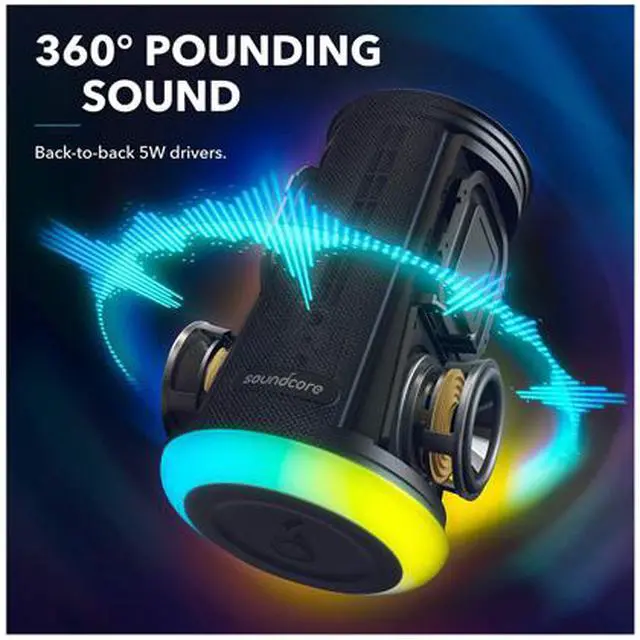 Alt view image 6 of 6 - Anker Soundcore Flare Mini Bluetooth Speaker, Outdoor Bluetooth Speaker, IPX7 Waterproof for Outdoor Parties, LED Show with 360° Sound and BassUp technology