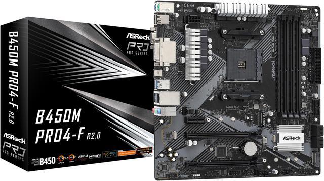 Alt view image 4 of 7 - ASRock B450M Pro4-F R2.0 Socket AM4 AMD B450 DDR4 Micro ATX Motherboard 7 USB 3.2 Gen1 (2 Front, 4 Rear, 1 Rear Type-C)