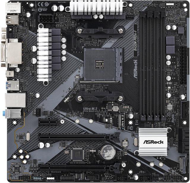 Alt view image 7 of 7 - ASRock B450M Pro4-F R2.0 Socket AM4 AMD B450 DDR4 Micro ATX Motherboard 7 USB 3.2 Gen1 (2 Front, 4 Rear, 1 Rear Type-C)