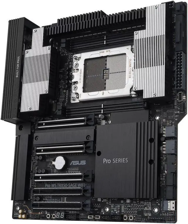 Main image of Asus AMD TR5 CEB workstation motherboard - CPU and memory overclocking ready - robust 36 power-stage design - PCIe 5.0 x 16, PCIe 5.0 M.2, 10 Gb and 2.5 Gb LAN - PRO WS TRX50-SAGE WIFI-SI WIFI6E
