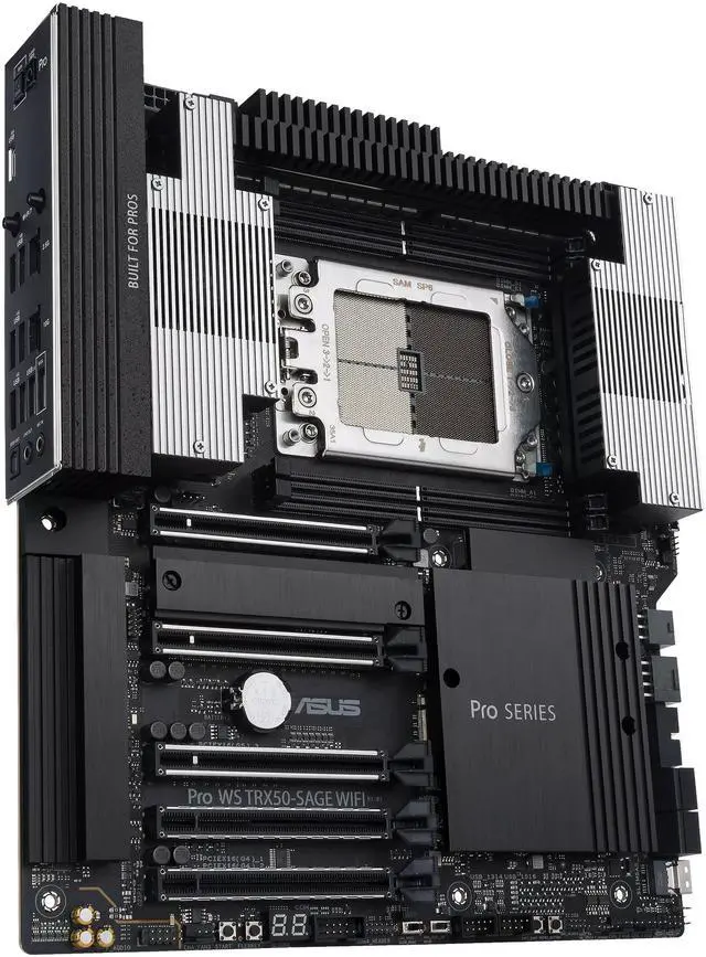 Alt view image 2 of 5 - Asus AMD TR5 CEB workstation motherboard - CPU and memory overclocking ready - robust 36 power-stage design - PCIe 5.0 x 16, PCIe 5.0 M.2, 10 Gb and 2.5 Gb LAN - PRO WS TRX50-SAGE WIFI-SI WIFI6E