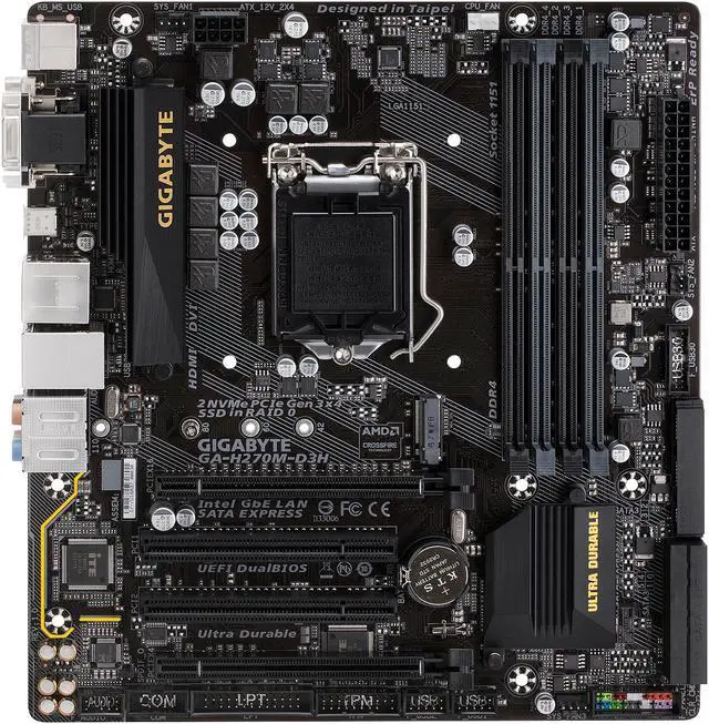 Alt view image 2 of 5 - GIGABYTE GA-H270M-D3H (rev. 1.0) LGA 1151 Intel H270 HDMI USB 3.1 Micro ATX Motherboards - Intel