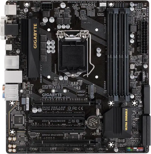 Alt view image 3 of 5 - GIGABYTE GA-H270M-D3H (rev. 1.0) LGA 1151 Intel H270 HDMI USB 3.1 Micro ATX Motherboards - Intel