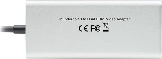 Alt view image 5 of 8 - Tripp Lite Dual-Monitor Thunderbolt 3 to HDMI Adapter M/2xF 4K 60 Hz 4:4:4 Silver MTB3002HD