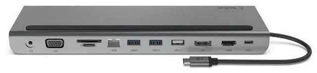 Alt view image 8 of 8 - Belkin USB-C Hub - 11-in-1 Multi-Port Laptop Docking Station 4K HDMI, DP, VGA, USB-C with 100W Power Delivery, USB-A, Gigabit Ethernet, SD, MicroSD, and 3.5mm Port For All your Devices