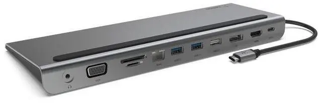 Alt view image 2 of 8 - Belkin USB-C Hub - 11-in-1 Multi-Port Laptop Docking Station 4K HDMI, DP, VGA, USB-C with 100W Power Delivery, USB-A, Gigabit Ethernet, SD, MicroSD, and 3.5mm Port For All your Devices