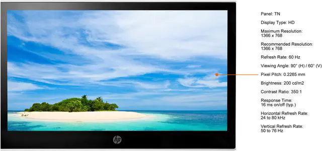 Alt view image 3 of 3 - HP L7014t 14" 1366 x 768 HD Resolution DisplayPort Anti-Glare LED Backlit Touchscreen Monitor