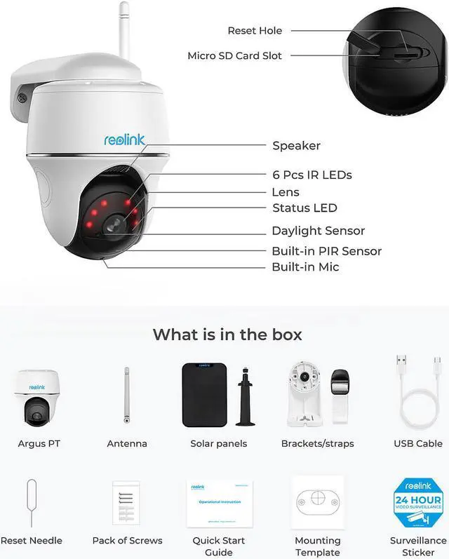 Alt view image 7 of 7 - Security Camera Wireless Outdoor, Pan Tilt Solar Powered with 2K Night Vision, 2.4/5 GHz Wi-Fi, 2-Way Talk, Works with Alexa/ Google Assistant for Home Surveillance, REOLINK Argus PT w/ Solar Panel
