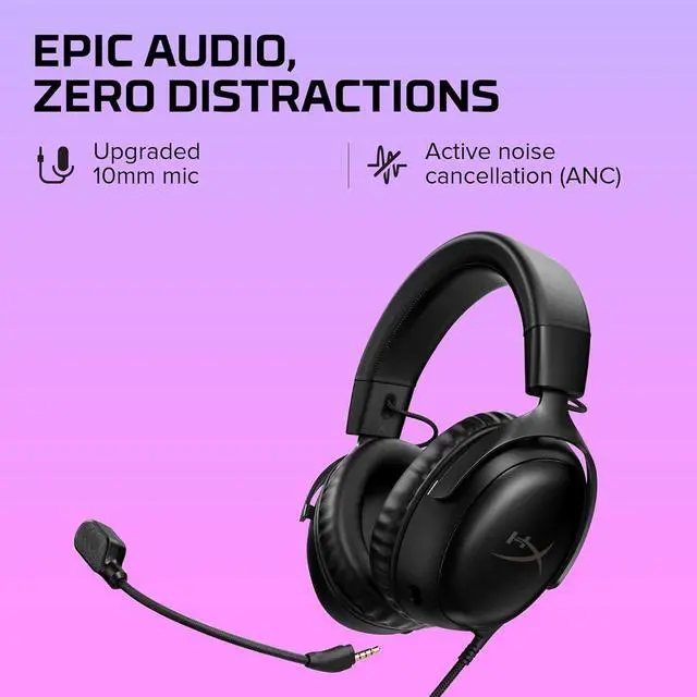 Alt view image 8 of 9 - HyperX Cloud III – Wired Gaming Headset, PC, PS5, Xbox Series X|S, Angled 53mm Drivers, DTS Spatial Audio, Memory Foam, Durable Frame, Ultra-Clear 10mm Mic, USB-C, USB-A, 3.5mm – Black