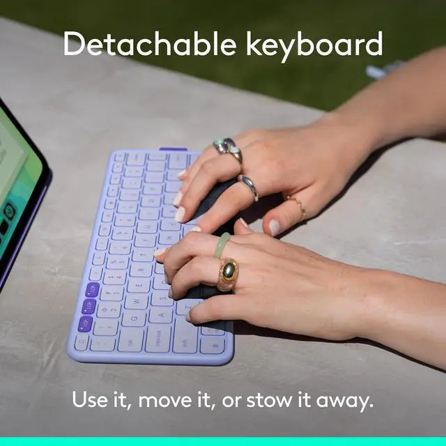 Alt view image 2 of 14 - Logitech Flip Folio Keyboard Case iPad Pro 13 inch M4 & M5 Air M2, Fits iPad Pro M4 & M5, iPad Air M2, M3 & M4, protective, stowable, multi-device connectivity, Lilac