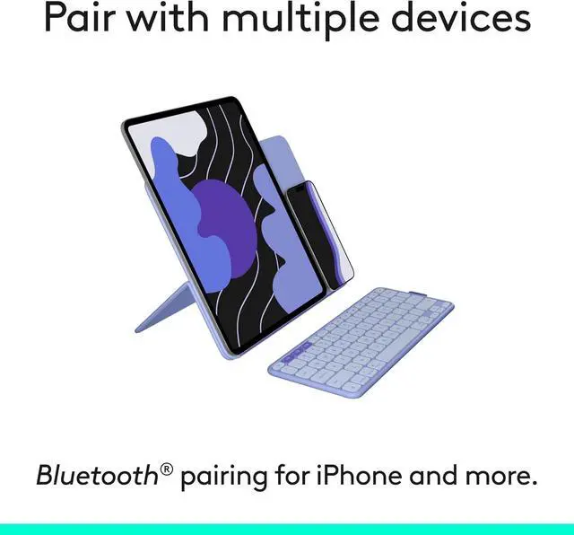 Alt view image 7 of 14 - Logitech Flip Folio Keyboard Case iPad Pro 13 inch M4 & M5 Air M2, Fits iPad Pro M4 & M5, iPad Air M2, M3 & M4, protective, stowable, multi-device connectivity, Lilac