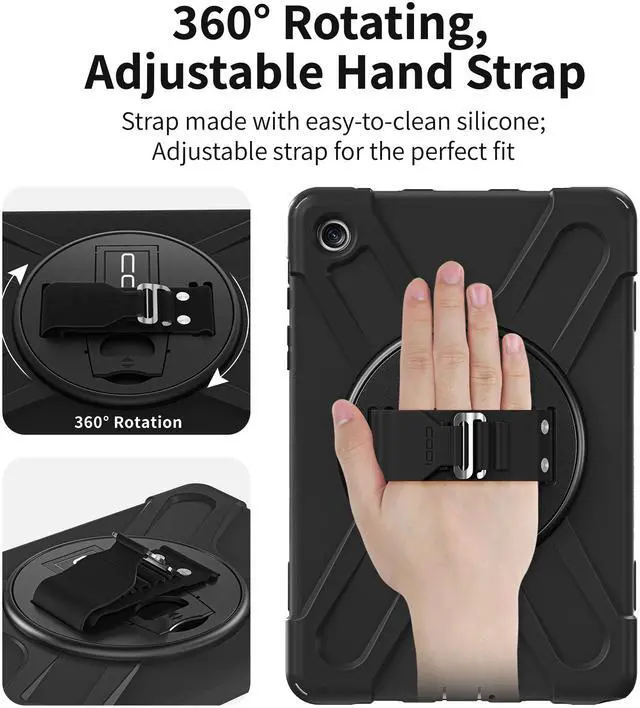 Alt view image 2 of 6 - CODi Rugged Case for Samsung Galaxy Tab A9+ with Kickstand and Hand/Shoulder Strap