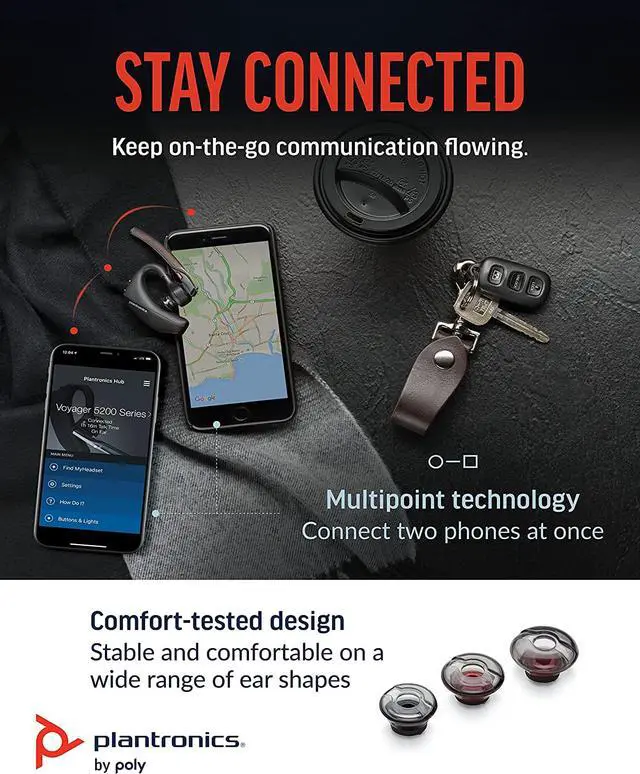Alt view image 5 of 7 - Poly - Voyager 5200 Wireless - Single-Ear Bluetooth Headset w/Noise (Plantronics) -Canceling Mic - Ergonomic Design - Voice Controls - Lightweight - Connect to Mobile/Tablet via Bluetooth