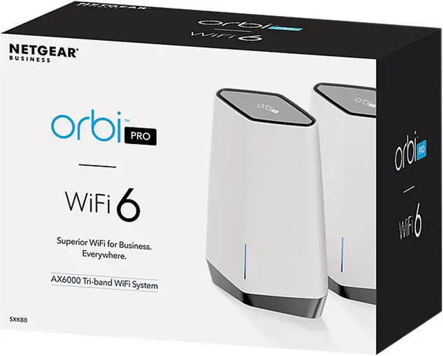 Alt view image 10 of 10 - NETGEAR Orbi Pro WiFi 6 Tri-band Mesh System (SXK80) | Router with 1 Satellite Extender for Business or Home | Coverage up to 6,000 sq. ft. and 60+ Devices | AX6000 802.11 AX (up to 6Gbps)