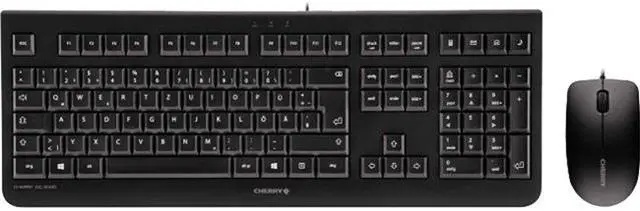 Main image of CHERRY DC 2000 Keyboard & Mouse - USB Cable 104 Key - English (US) - Black - USB Cable Optical - 1200 dpi - 3 Button - Scroll Wheel - QWERTZ - Black - Calculator, Email, Internet Key, Sleep Hot ...
