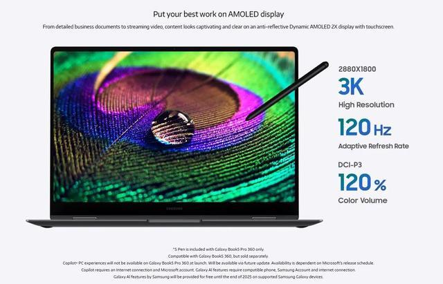 Alt view image 3 of 8 - Samsung Galaxy Book5 Pro 360 NP964QHA-KG1US 16" Touchscreen Convertible Copilot+ PC 2 in 1 Notebook - 3K - Intel Core Ultra 7 256V - Intel Evo Platform - 16 GB - 512 GB SSD - Gray - Intel Chip -