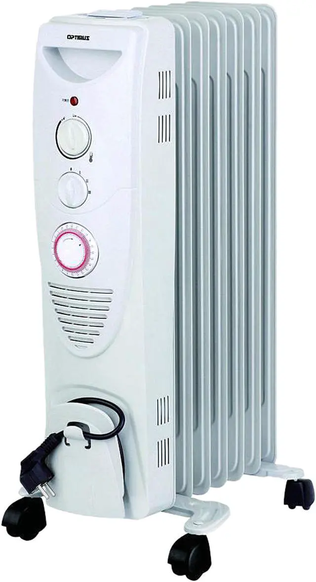 Main image of OPTIMUS H6013  H6013 WHITE 7 FIN OIL FILLED RADIATOR HEATER  and  TIMER