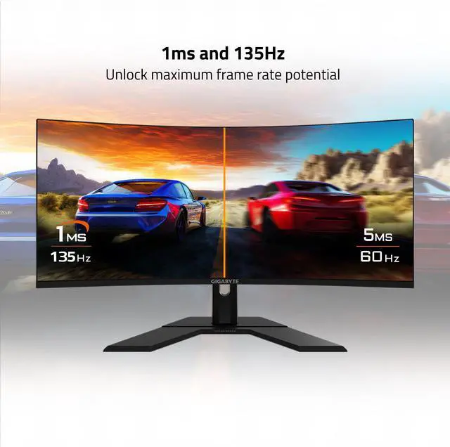 Alt view image 3 of 5 - GIGABYTE - GS34WQC (US) - 34" VA Curved Gaming Monitor - WQHD 3440x1440 - Curved - 120 Hz/OC 135 Hz - 1ms MPRT - AMD FreeSync Premium - HDMI, DP - Height Adjustable - Black