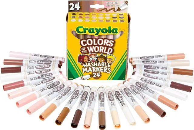 Alt view image 2 of 5 - Crayola® Colors Of The World Wet-Erase Markers, Broad Point, White Barrel, Assorted Ink, Pack Of 24 Markers