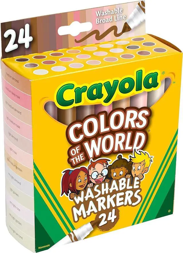 Alt view image 3 of 5 - Crayola® Colors Of The World Wet-Erase Markers, Broad Point, White Barrel, Assorted Ink, Pack Of 24 Markers
