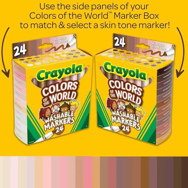 Alt view image 4 of 5 - Crayola® Colors Of The World Wet-Erase Markers, Broad Point, White Barrel, Assorted Ink, Pack Of 24 Markers