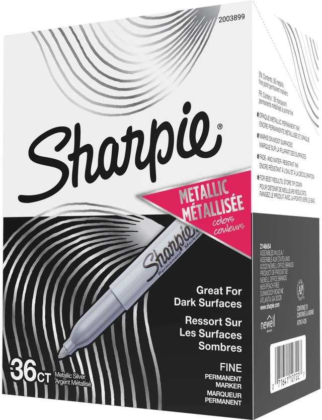 Main image of Sharpie Metallic Permanent Markers - Metallic Silver Ink - Liquid - Gray Barrel - 36 / Box - 2003899