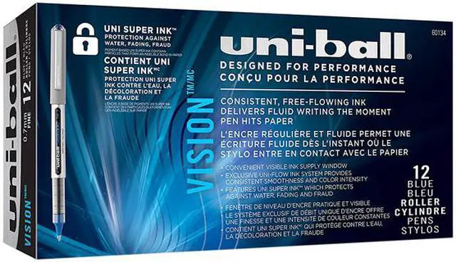 Alt view image 5 of 6 - Uni Vision Rollerball Pen Fine Point Blue Ink Dozen (60134)