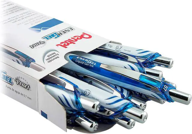 Alt view image 4 of 5 - Pentel® EnerGel Pearl Pens, 0.7mm, Needle Point, Blue Ink, Pack Of 12