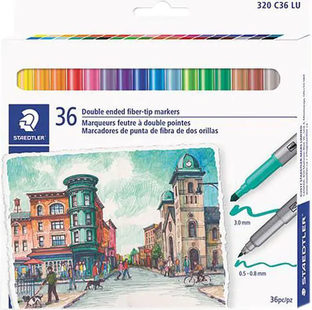 Main image of Double Ended Markers, Assorted Bullet Tips, Assorted Colors, 36/Pack 3200TB36