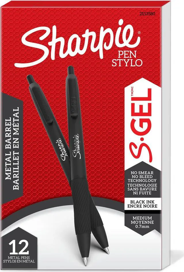 Alt view image 2 of 2 - Sharpie S-Gel Pens - Premium Metal Barrel - Retractable - Medium 0.7 mm -  Dozen 2153580