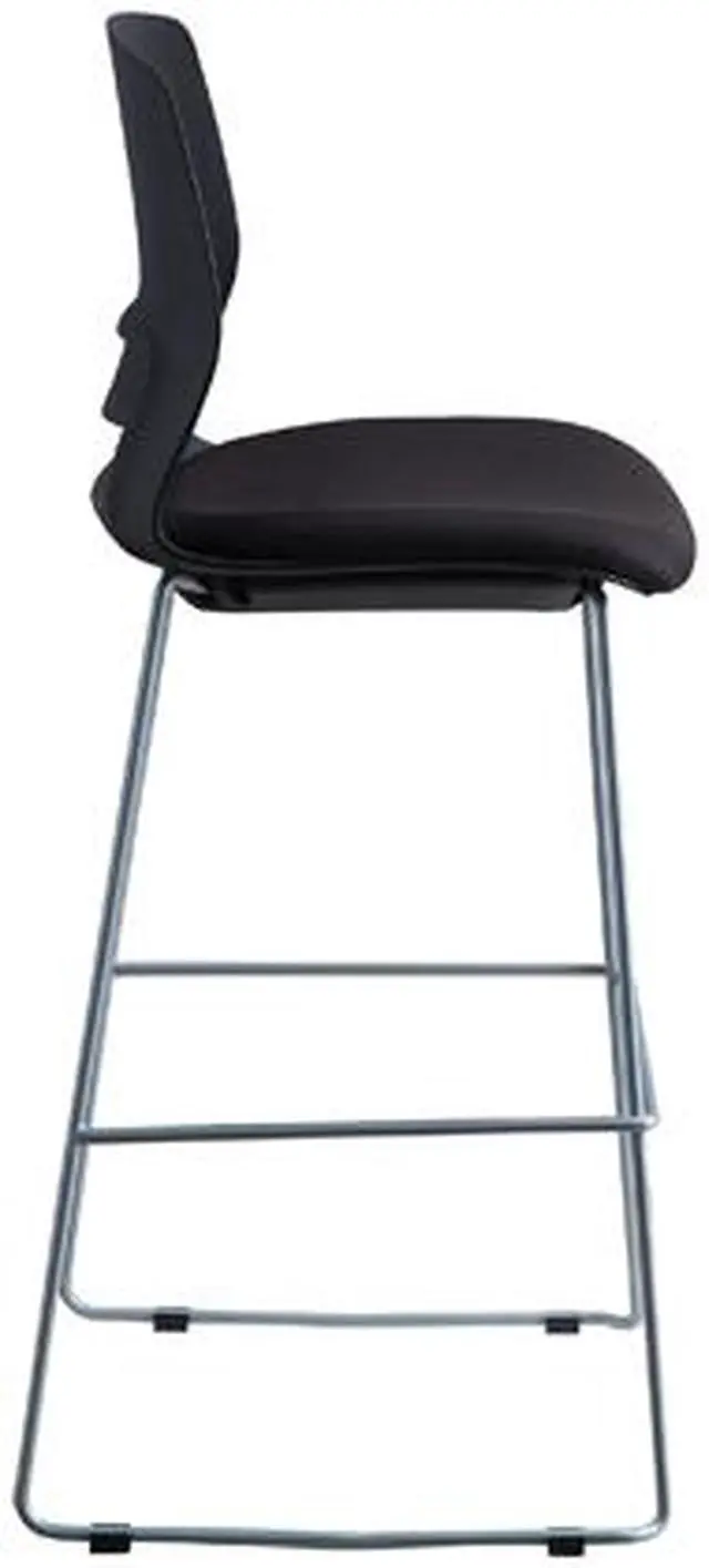 Alt view image 2 of 3 - Lorell Artic Series Stack Stool - Black Fabric, Foam Seat - Black Back - 20"...