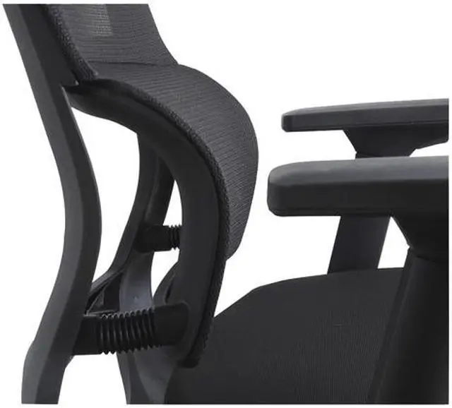 Alt view image 4 of 5 - Lorell High Back Mesh Chair w/ Headrest - Black Seat - Black Back - 5-star...