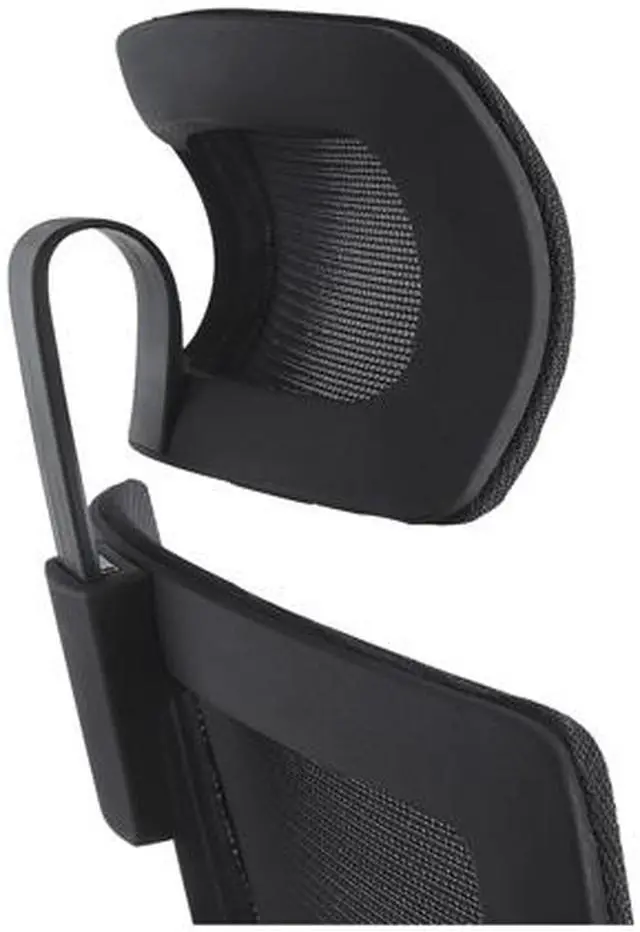 Alt view image 5 of 5 - Lorell High Back Mesh Chair w/ Headrest - Black Seat - Black Back - 5-star...