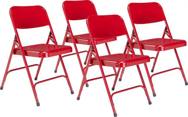 Main image of NPS 240 Premium All-Steel Double Hinge Folding Chair - Supports Up to 500 lb, 17.25" Seat Height - Red - 4/Carton
