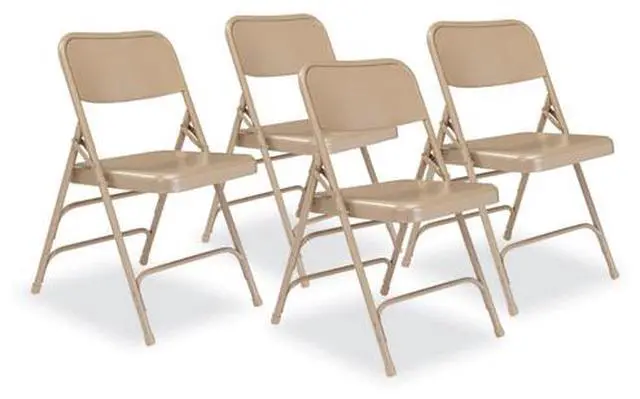 Main image of NPS 301 Deluxe All-Steel Triple Brace Folding Chair - Supports Up to 480 lb - 17.25" Seat Height - Beige - 4/Carton