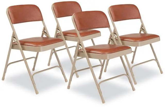 Main image of NPS 1203  Vinyl Dual-Hinge Folding Chair - Supports Up to 500 lb - Honey Brown Seat - Honey Brown Back, Beige Base - 4/Carton