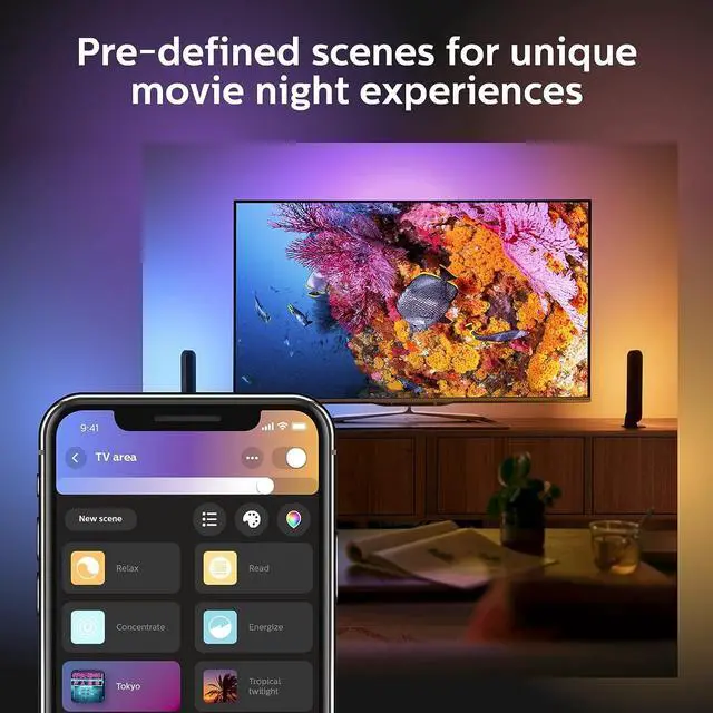 Alt view image 8 of 8 - Philips Hue Play White & Color Smart Light, 2 Pack Base kit, Hub Required/Power Supply Included (Works with Amazon Alexa, Apple Homekit & Google Home)