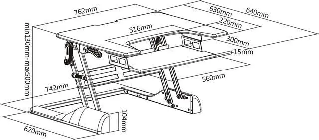 Alt view image 2 of 2 - TygerClaw TYDS14013 Sit-Stand Desktop Workstation Stand (Black)