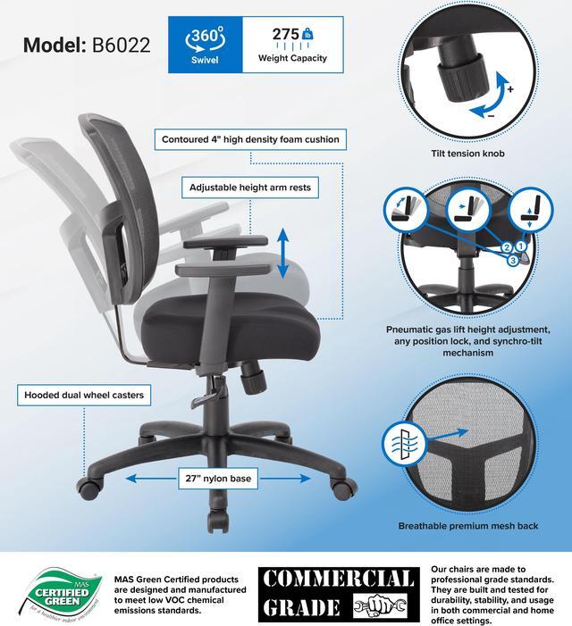 Alt view image 3 of 3 - Boss Contract Mesh Task Chair,  Synchro-Tilt Mechanism