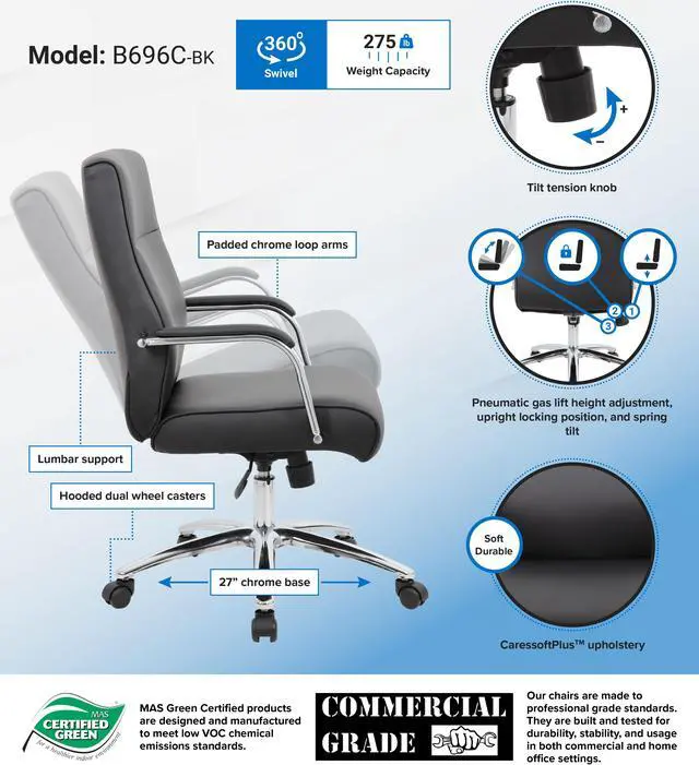 Alt view image 3 of 3 - Boss Modern Executive Conference Chair - Black